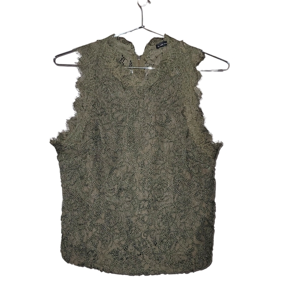 Black Tape_ Tops - EUC Black Tape Olive Green Lace & Crochet Sleeveless Top